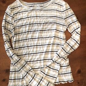 Juniors' Mudd Long Sleeve Blue Striped Top - Size XS